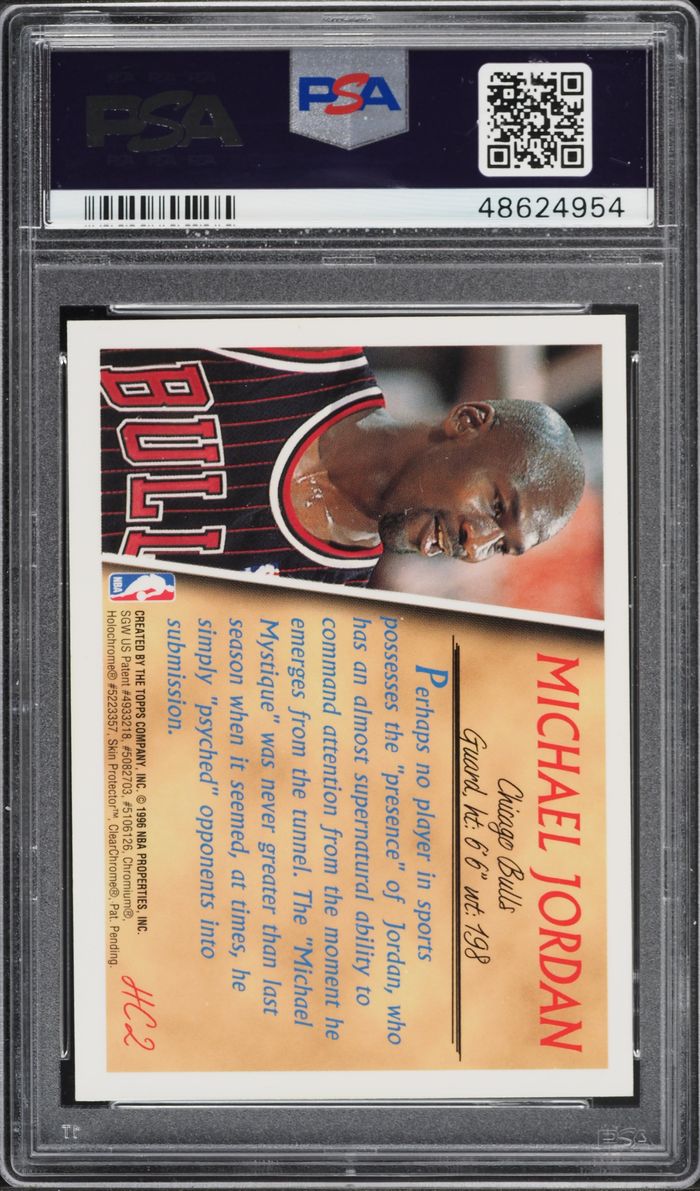 1996 Topps Holding Court Refractor Michael Jordan #HC2 PSA 9 MINT