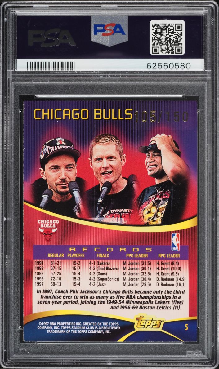 1997 Stadium Club One Of A Kind Chicago Bulls /150 #5 PSA 9 MINT