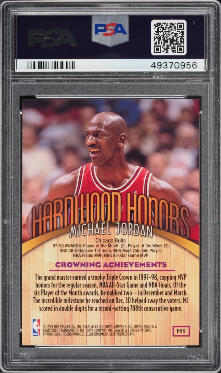 1998 Finest Hardwood Honors w/ Coating Michael Jordan #H1 PSA 9 MINT