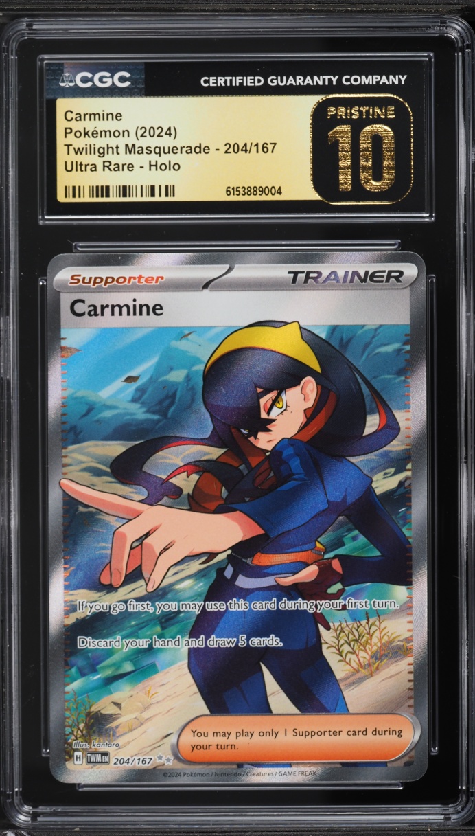 2024 Pokemon Scarlet & Violet Twilight Masquerade Full Art Carmine #204 CGC 10 PRISTINE