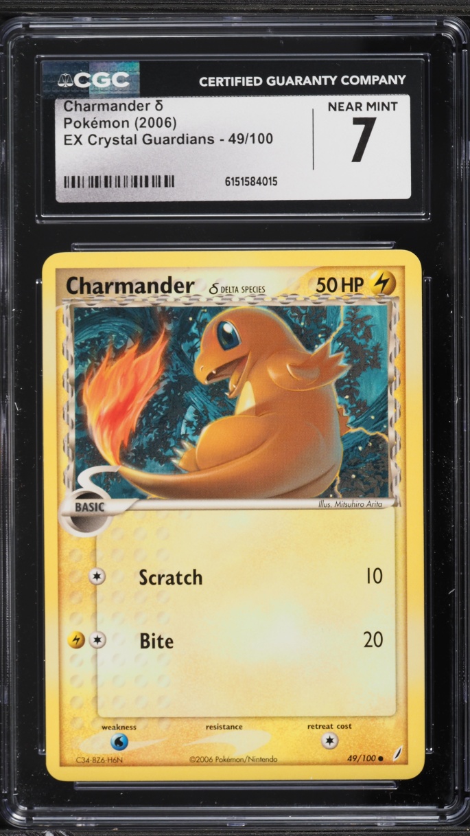 2006 Pokemon EX Crystal Guardians Charmander Delta #49 CGC 7 NRMT