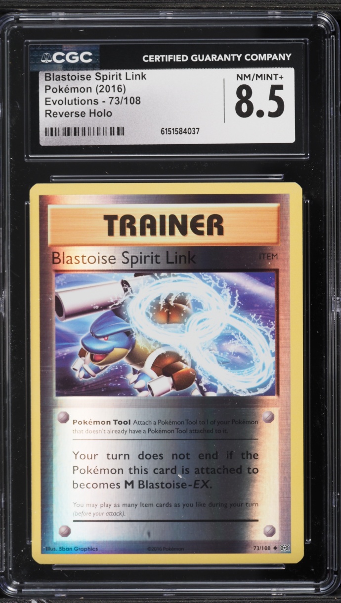 2016 Pokemon XY Evolutions Reverse Holo Blastoise Spirit Link #73 CGC 8.5 NM-MT+