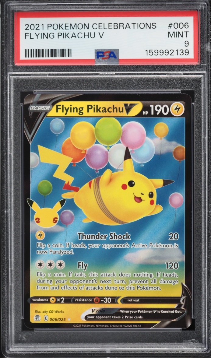 2021 Pokemon Sword & Shield Celebrations Holo Flying Pikachu V #6 PSA 9 MINT