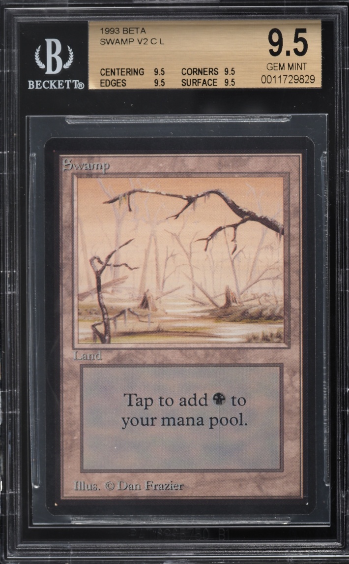 1993 Magic The Gathering MTG Beta Brown Tint Swamp BGS 9.5 GEM MINT