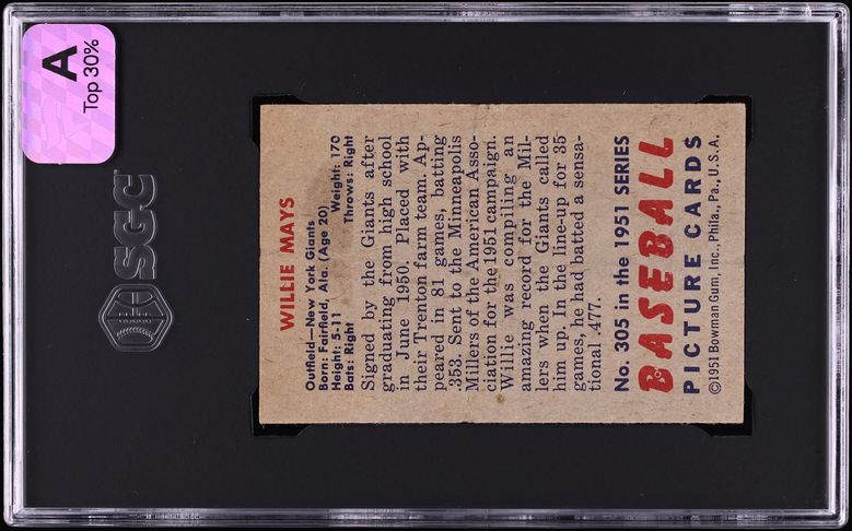 1951 Bowman Willie Mays ROOKIE #305 SGC 4.5 VGEX+