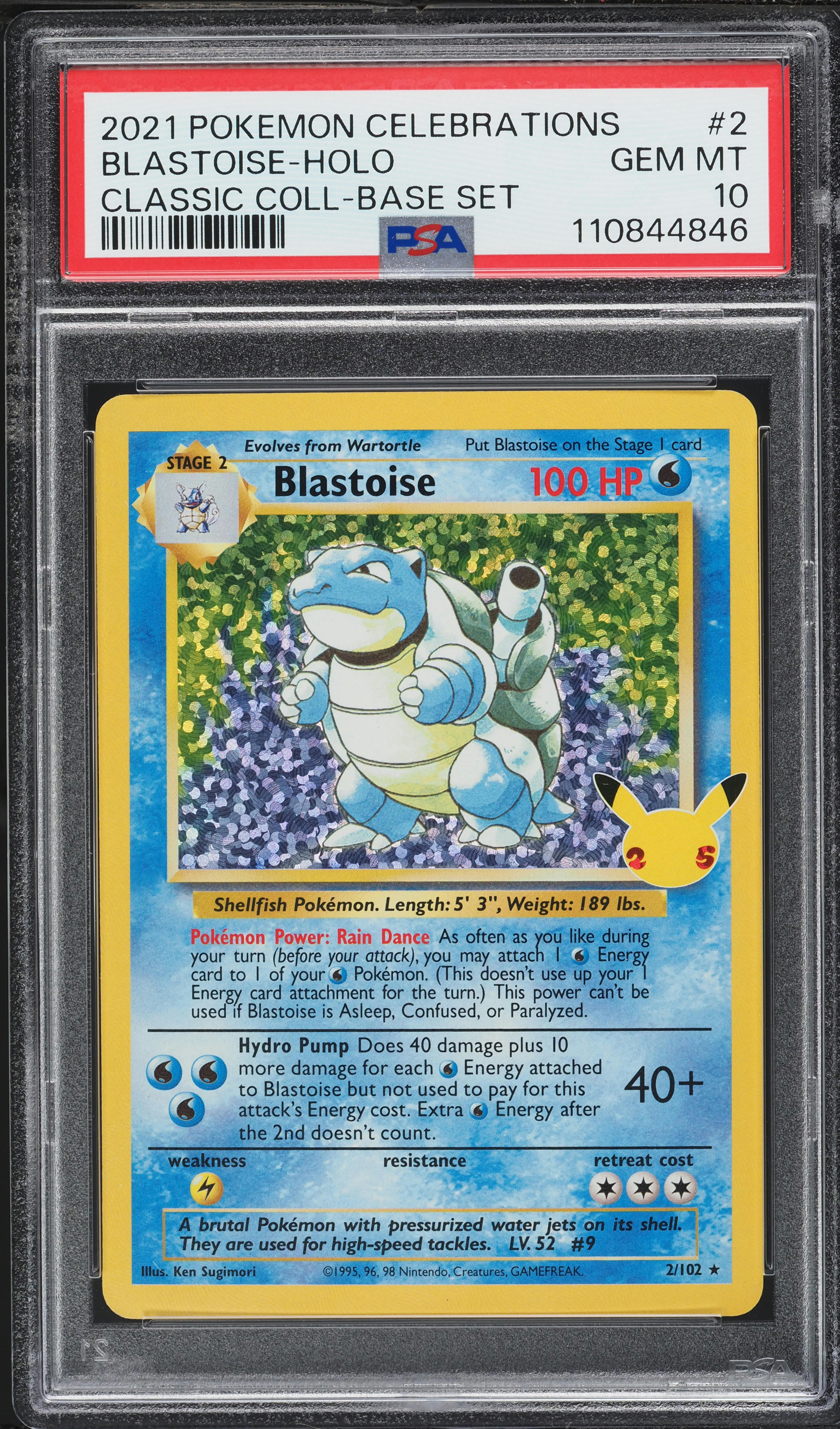 2021 Pokemon Sword & Shield Celebrations Classic Collection Holo Blastoise #2 PSA 10 GEM MINT