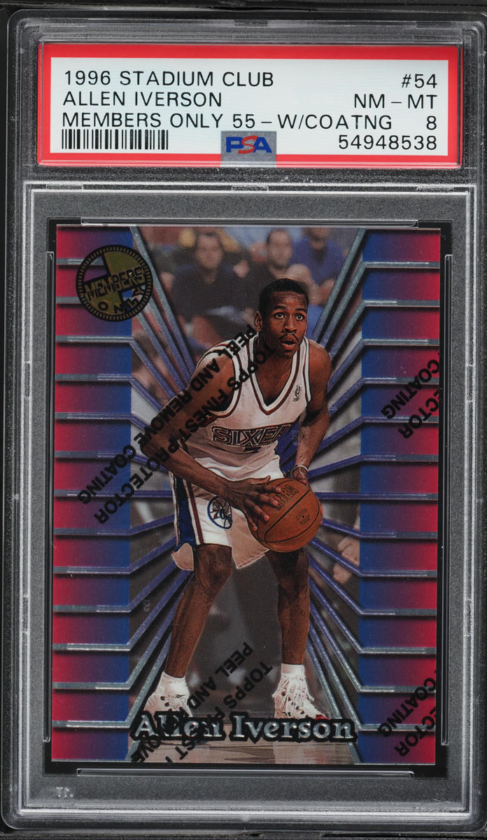 1996 Finest w/ Coating Members Only Allen Iverson ROOKIE #54 PSA 8 NM-MT