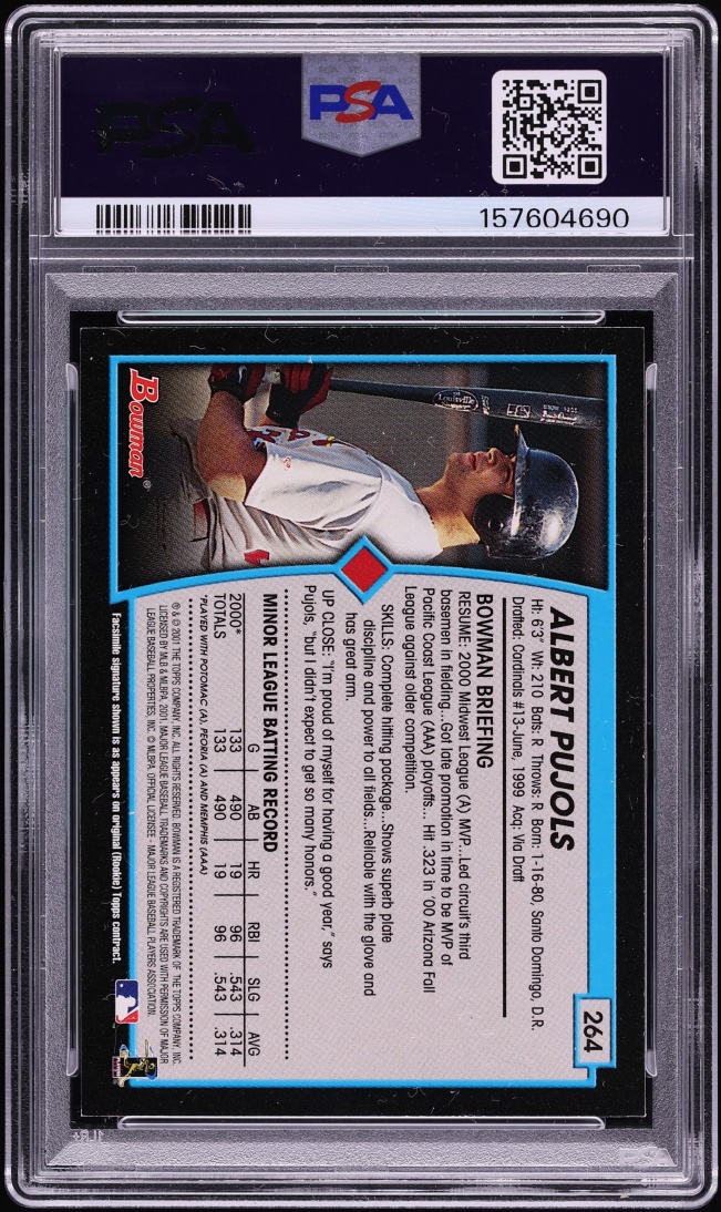 2001 Bowman Albert Pujols ROOKIE #264 PSA 8 NM-MT