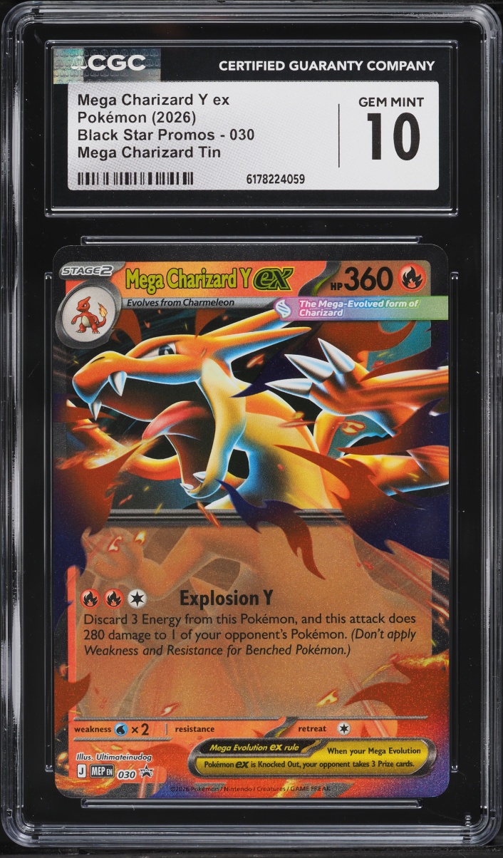 2026 Pokemon Mega Evolution Black Star Promo Tin Mega Charizard Y Ex #30 CGC 10 Gem Mint