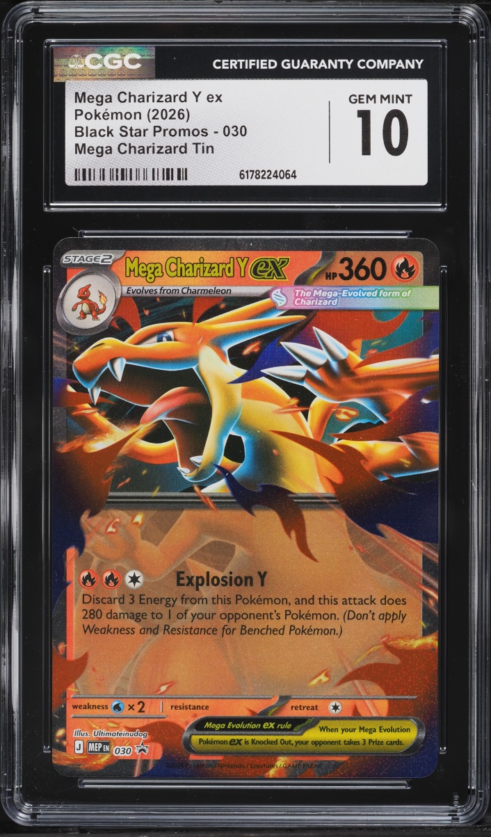 2026 Pokemon Mega Evolution Black Star Promo Tin Mega Charizard Y Ex #30 CGC 10 Gem Mint