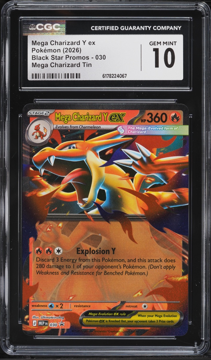 2026 Pokemon Mega Evolution Black Star Promo Tin Mega Charizard Y Ex #30 CGC 10 Gem Mint
