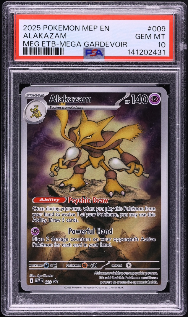 2025 Pokemon Mega Evolution Promo ETB Mega Gardevoir Full Art Alakazam #9 PSA 10 GEM MINT