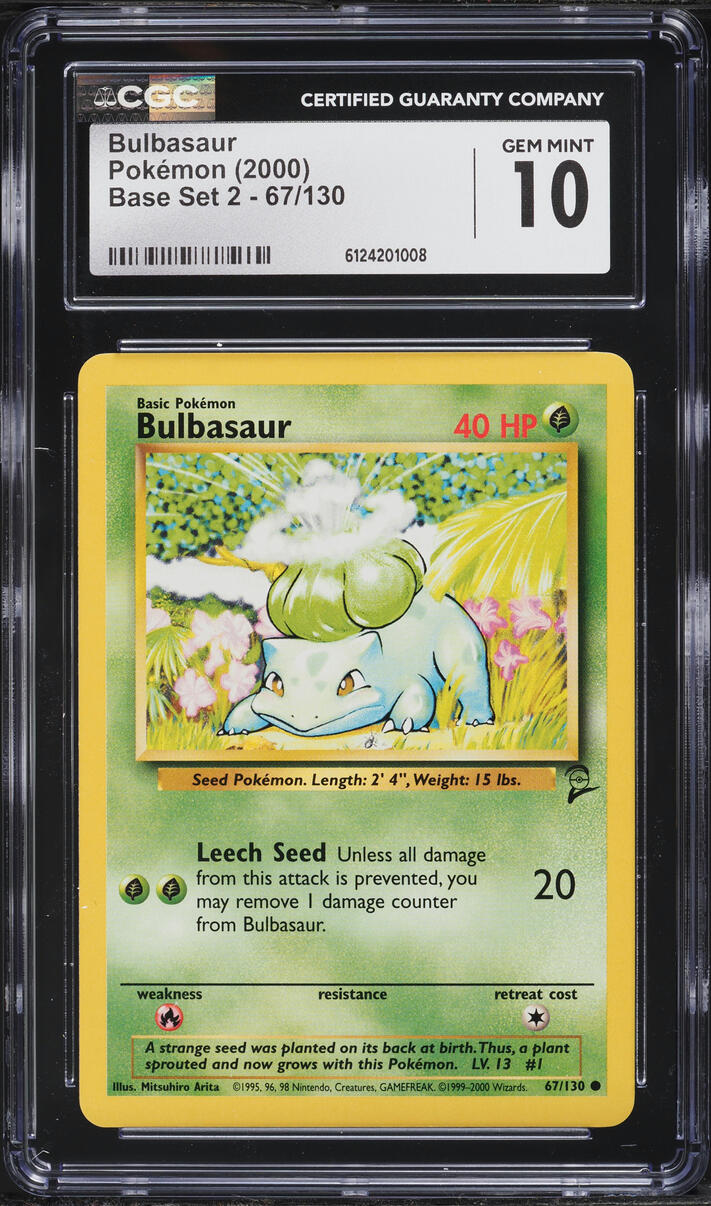 2000 Pokemon Base Set 2 Bulbasaur #67 CGC 10 GEM MINT