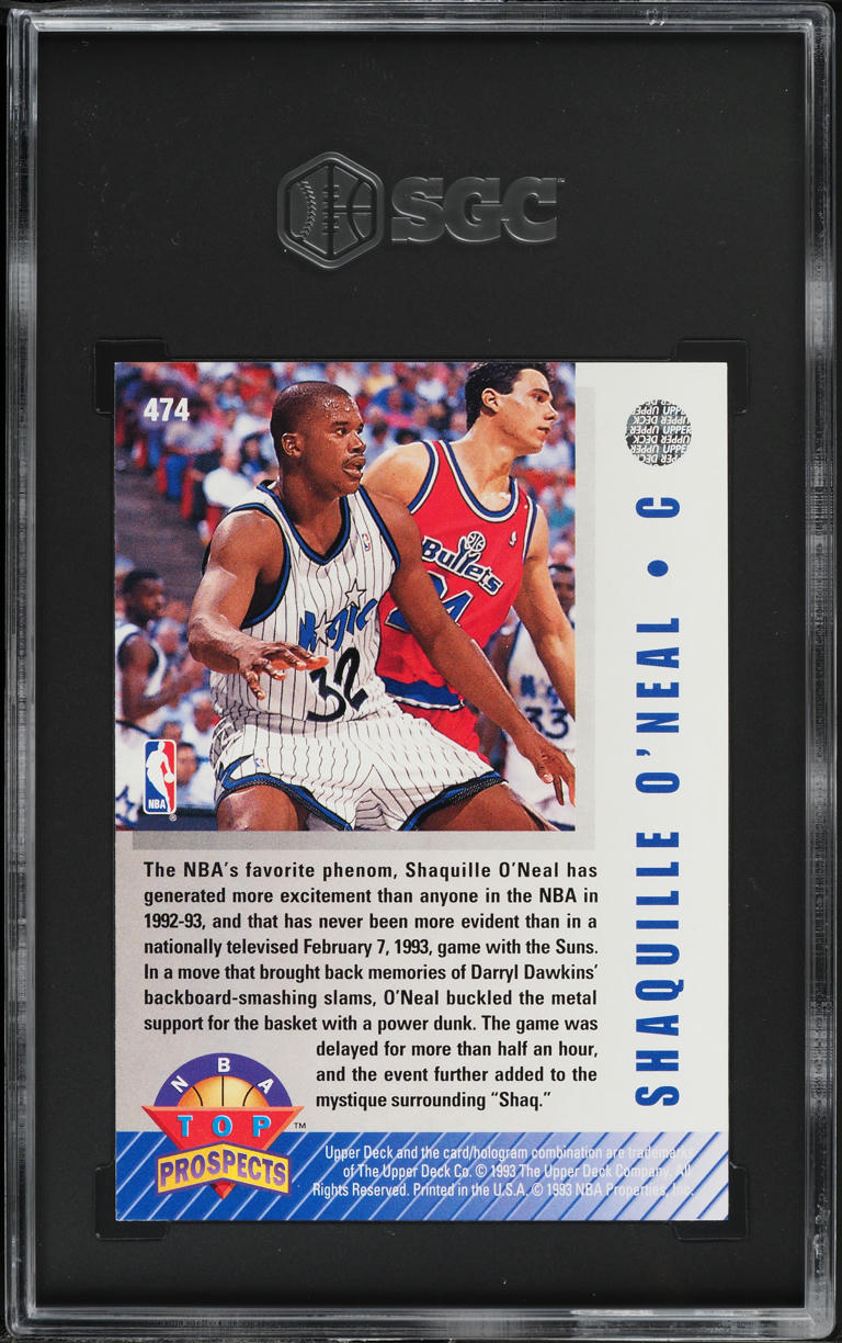 1992 Upper Deck Basketball Shaquille O'Neal ROOKIE #474 SGC 9 MINT