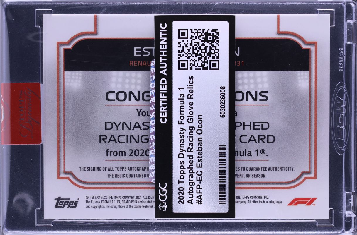 2020 Topps Dynasty Formula 1 F1 Glove Esteban Ocon PATCH AUTO /10 CGC AUTH