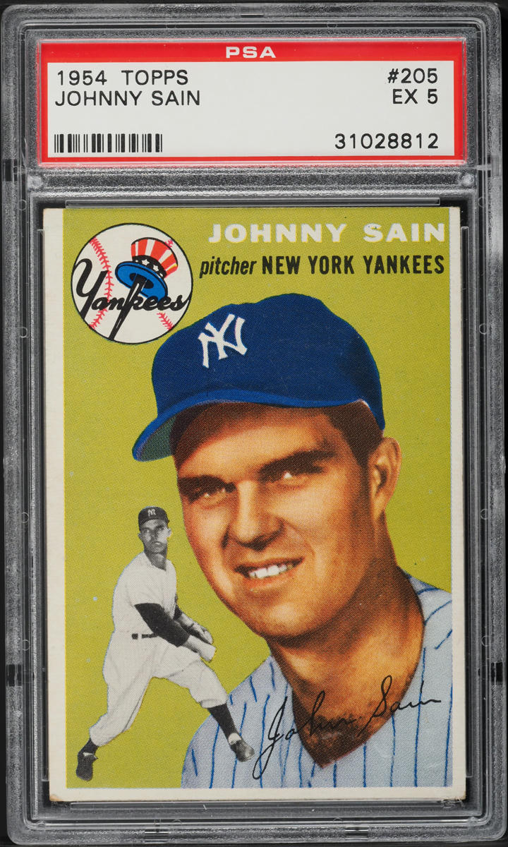 1954 Topps Johnny Sain #205 PSA 5 EX