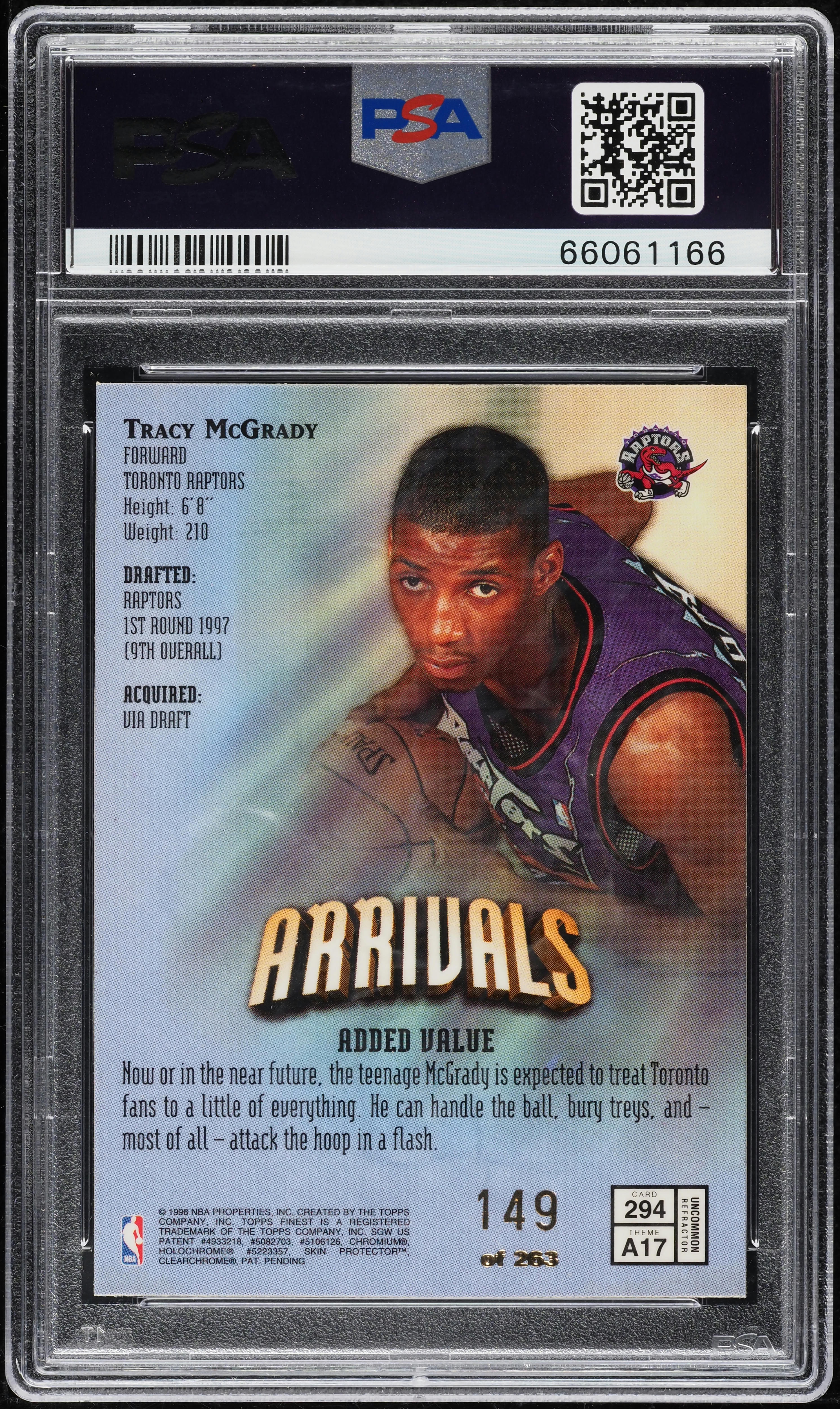 1997 Finest Embossed Refractor Tracy McGrady ROOKIE /263