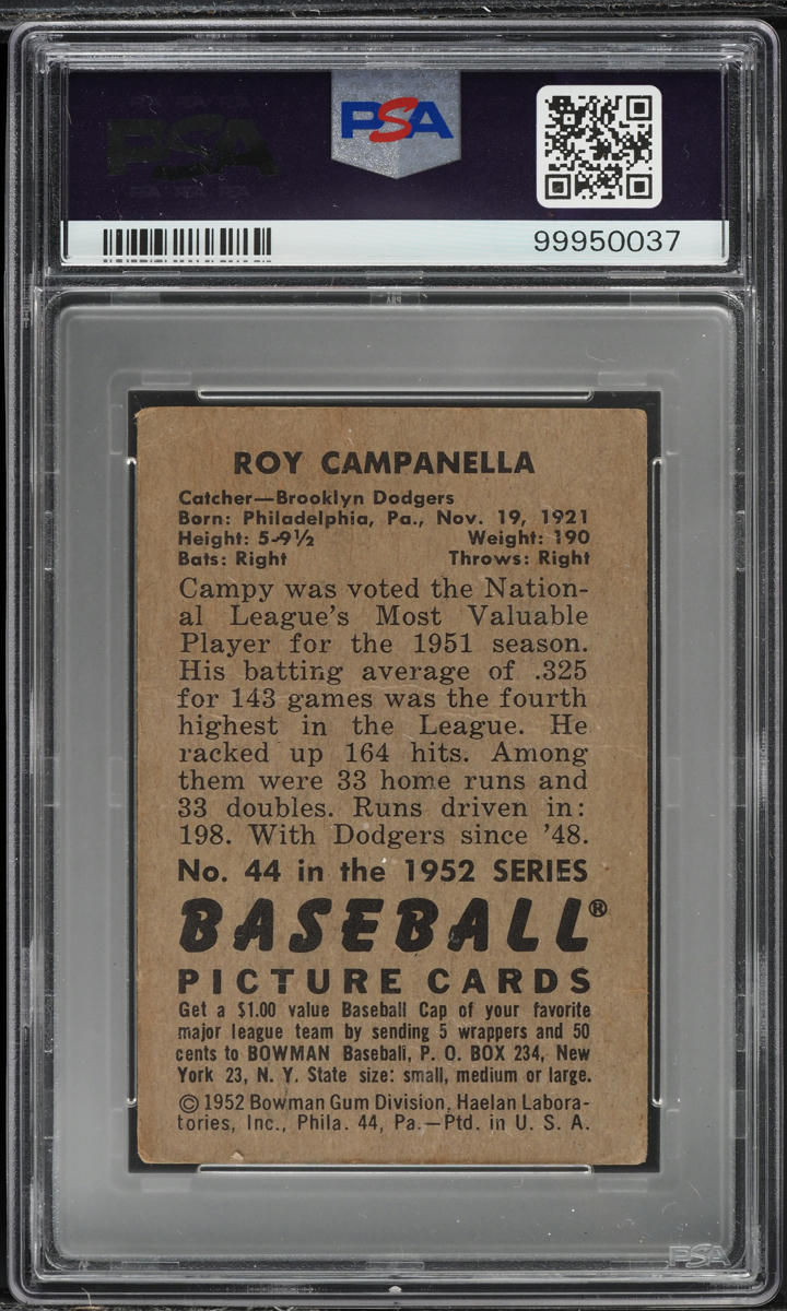 1952 Bowman Roy Campanella #44 PSA 1.5 FR
