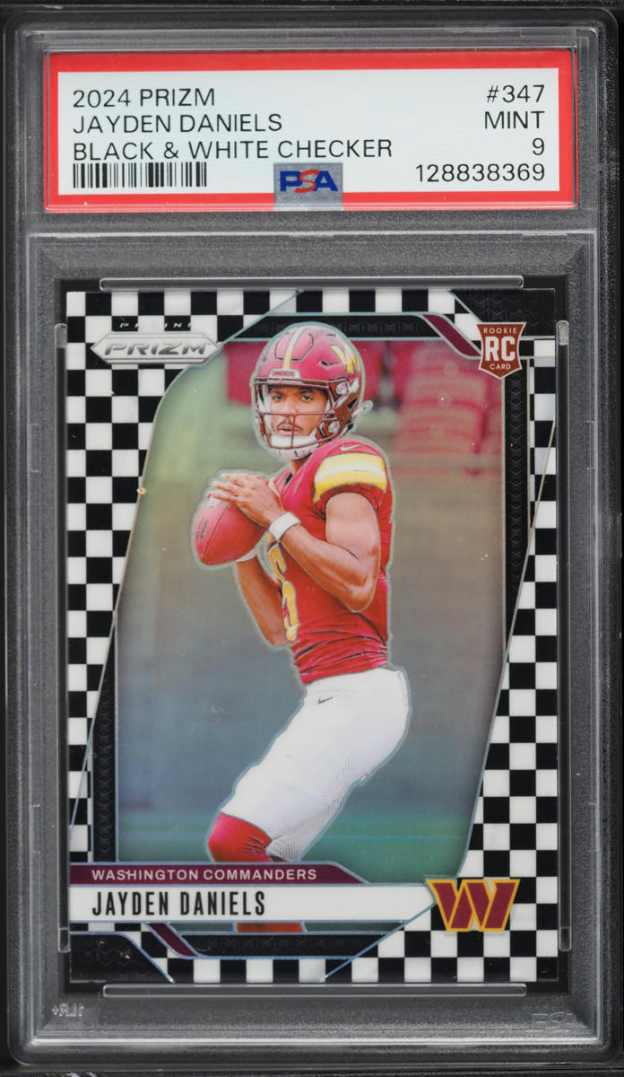 2024 Panini Prizm Black & White Checker Jayden Daniels ROOKIE #347 PSA 9 MINT