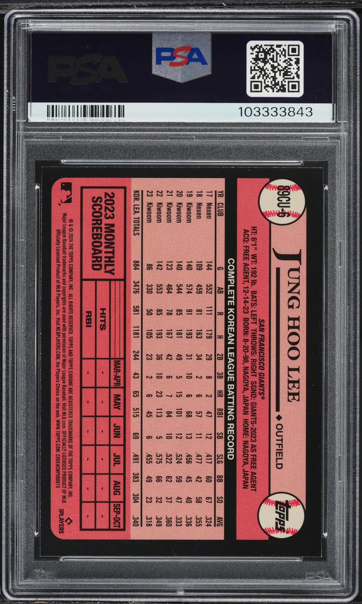 2024 Topps Chrome Update '89 Jung Hoo Lee ROOKIE #89CU-6 PSA 8 NM-MT