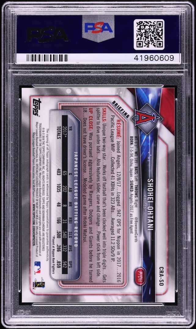 2018 Bowman Chrome Green Refractor Shohei Ohtani ROOKIE AUTO /99 #CRA-SO PSA 10 GEM MINT