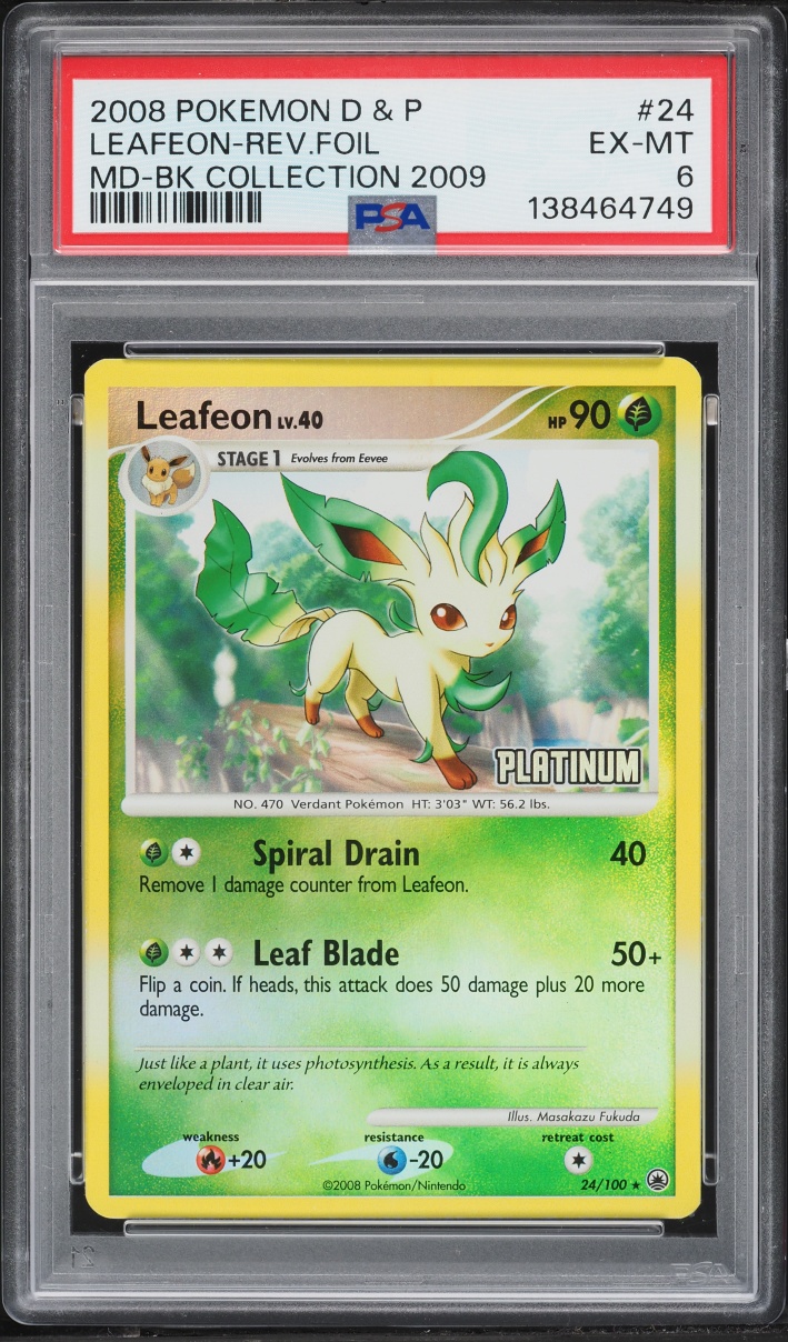 2008 Pokemon Diamond & Pearl Majestic Dawn Collection Reverse Holo Leafeon #24 PSA 6 EXMT