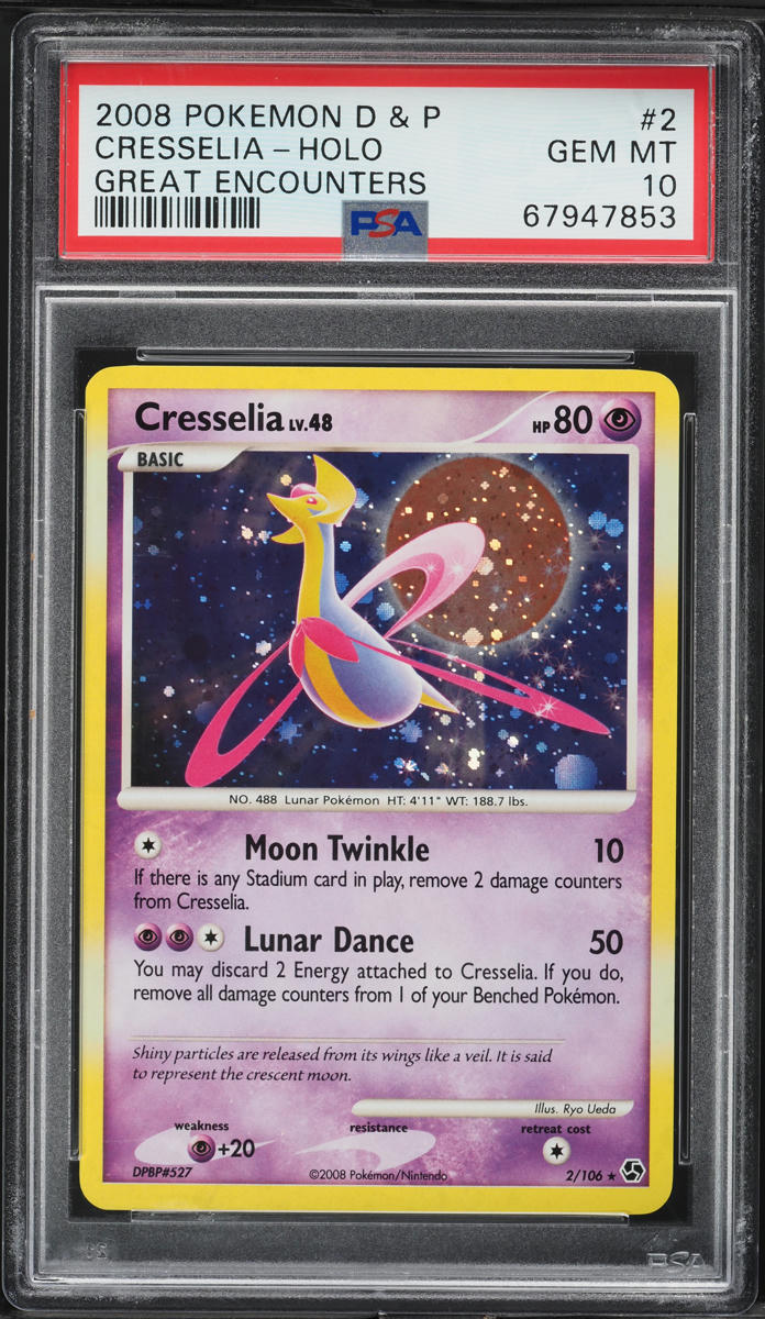 2008 Pokemon Diamond & Pearl Great Encounters Holo Cresselia #2 PSA 10 GEM MINT