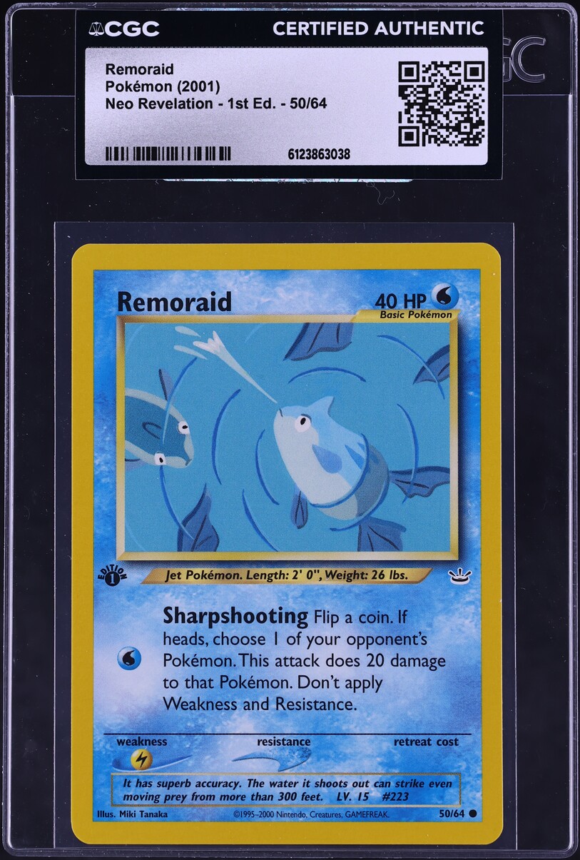 2001 Pokemon Neo Revelation 1st Edition Remoraid #50 CGC AUTH