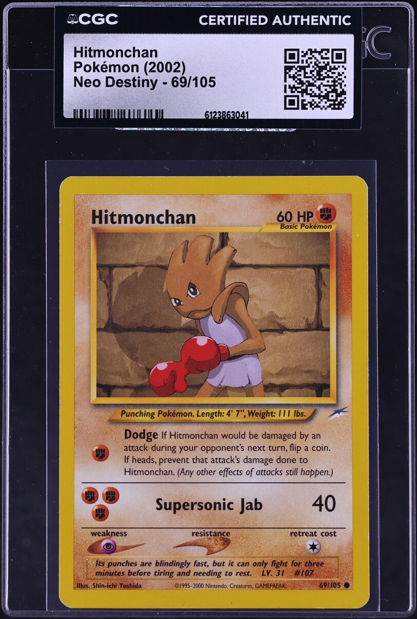 2002 Pokemon Neo Destiny Hitmonchan #69 CGC AUTH