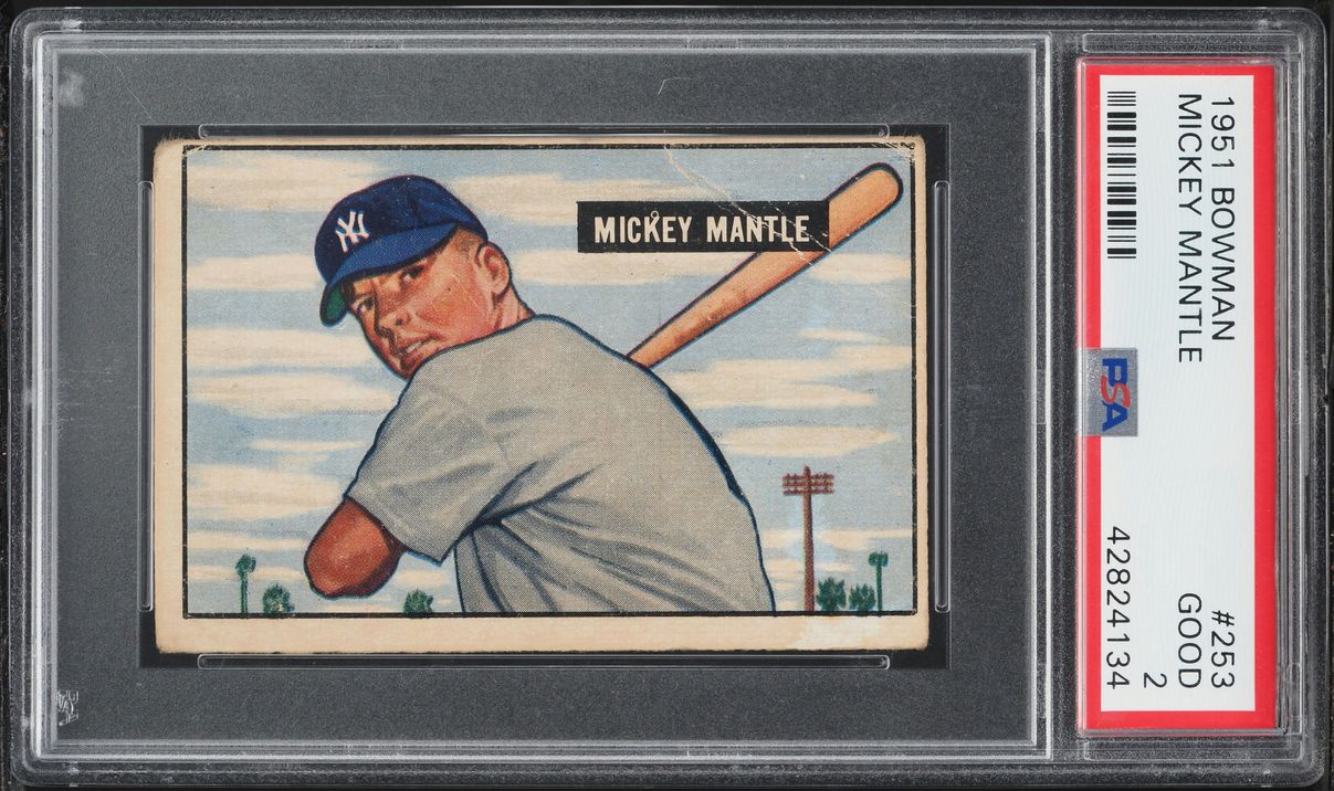 1951 Bowman Mickey Mantle ROOKIE #253 PSA 2 GD