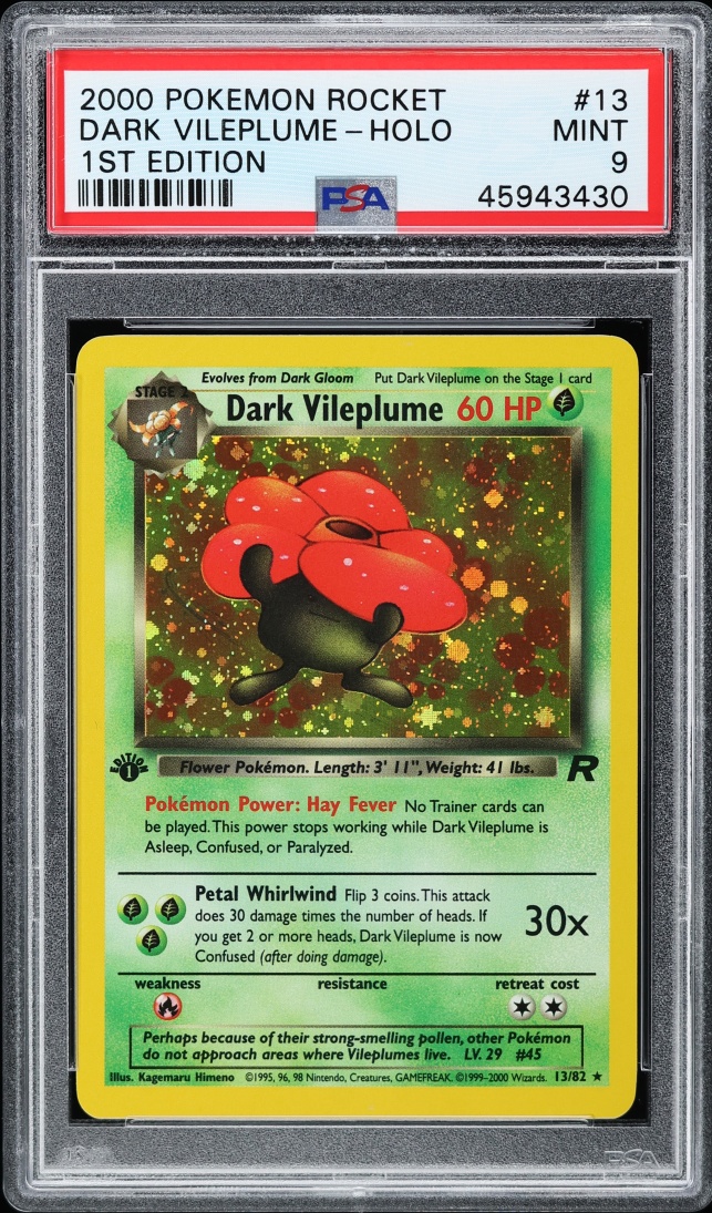 2000 Pokemon Team Rocket 1st Edition Holo Dark Vileplume #13 PSA 9 MINT