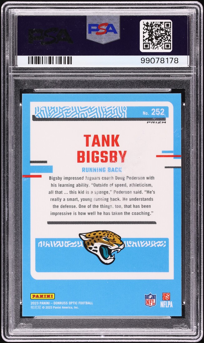 2023 Donruss Optic Blue Glitter Tank Bigsby ROOKIE #252 PSA 10 GEM MINT