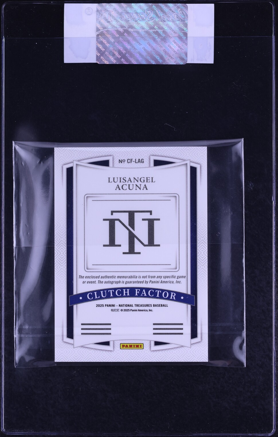2025 National Treasures Clutch Factor Luisangel Acuna ROOKIE PATCH AUTO /99 #CF-LAG CGC AUTH