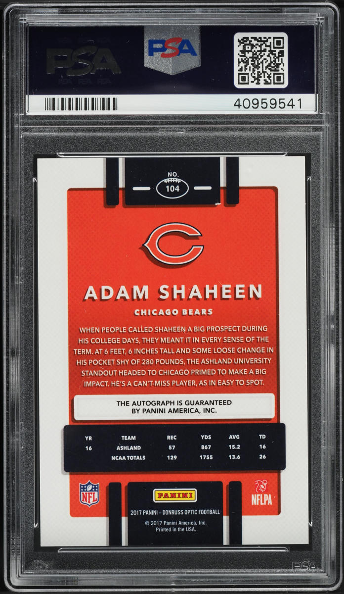 2017 Donruss Optic Adam Shaheen ROOKIE AUTO #104 PSA 10 GEM MINT