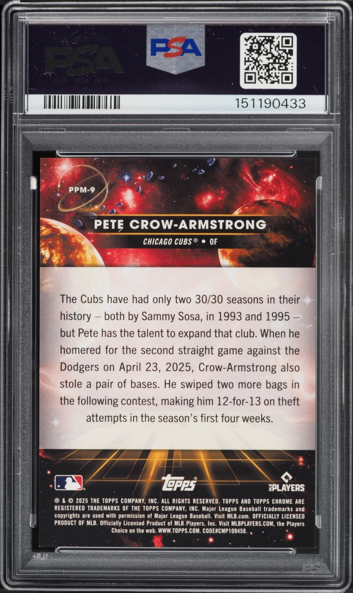 2025 Topps Chrome Cosmic Planetary Pursuit Mercury Pete Crow-Armstrong #9 PSA 9 MINT