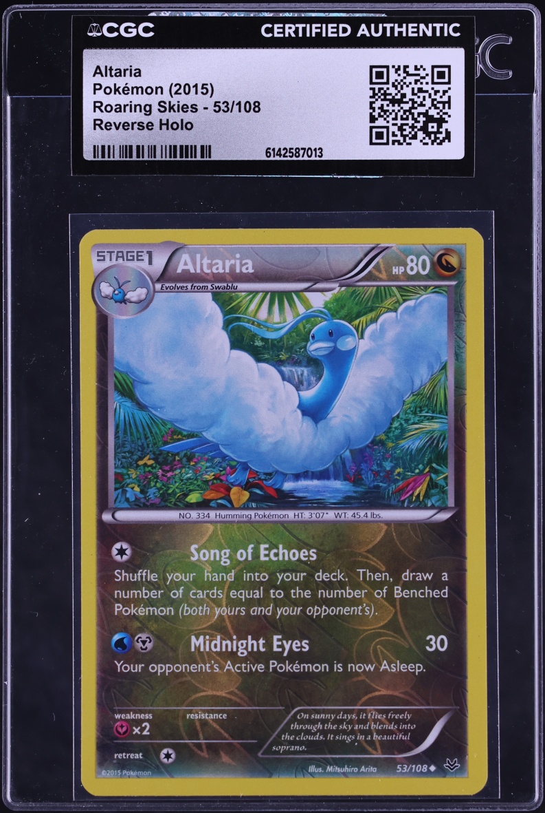 2015 Pokemon XY Roaring Skies Reverse Holo Altaria #53 CGC AUTH