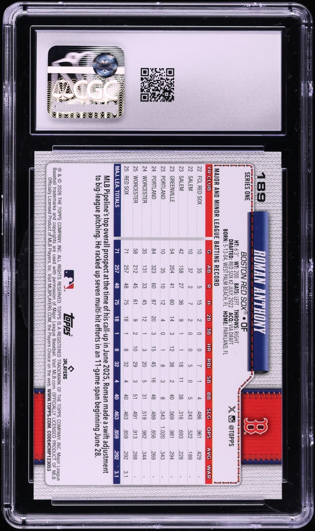 2026 Topps Roman Anthony ROOKIE #189 CGC 9 MINT