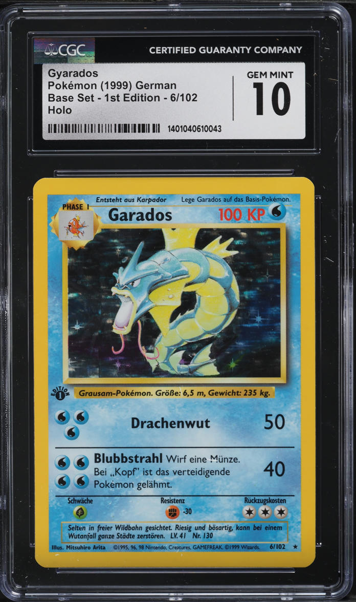 1999 Pokemon German Base Set 1st Edition Holo Gyarados #6 CGC 10 GEM MINT