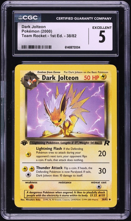 2000 Pokemon Team Rocket 1st Edition Dark Jolteon #38 CGC 5 EX