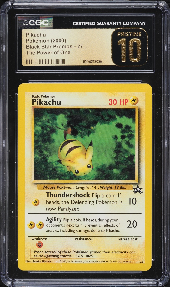 2000 Pokemon Black Star Promo The Power Of One Pikachu #27 CGC 10 PRISTINE