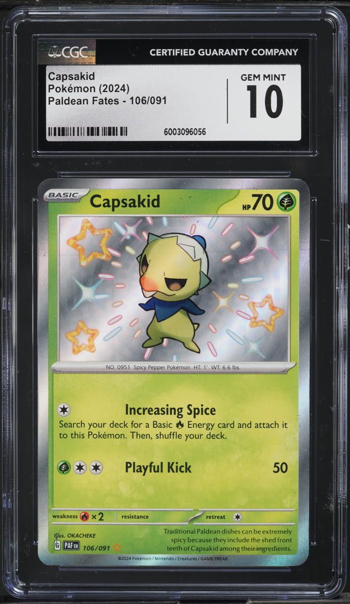 2024 Pokemon Scarlet & Violet Paldean Fates Shiny Capsakid #106 CGC 10 GEM MINT