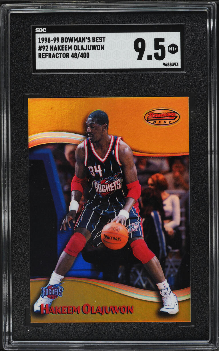 1998 Bowman's Best Refractor Hakeem Olajuwon /400 #92 SGC 9.5 MINT+