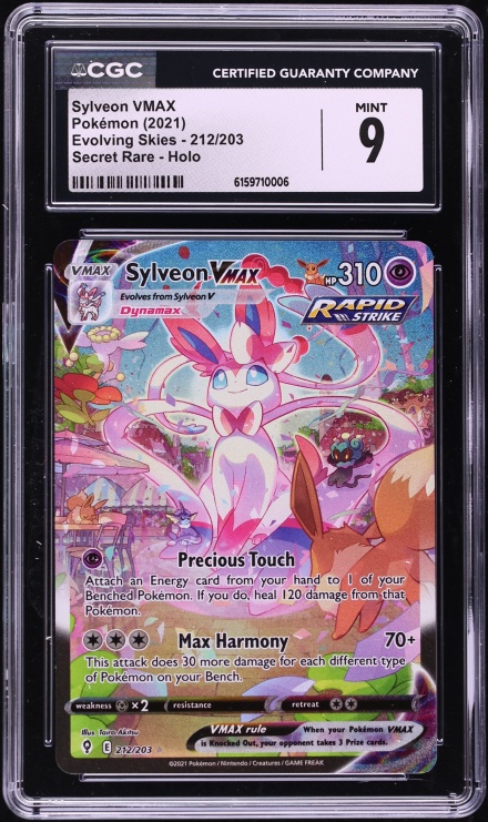 2021 Pokemon Sword & Shield Evolving Skies Full Art Sylveon VMAX #212 CGC 9 MINT