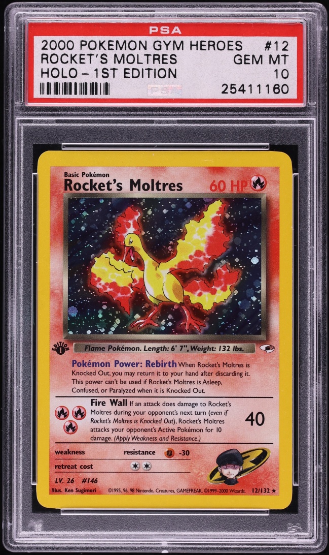 2000 Pokemon Gym Heroes 1st Edition Holo Rocket's Moltres #12 PSA 10 GEM MINT