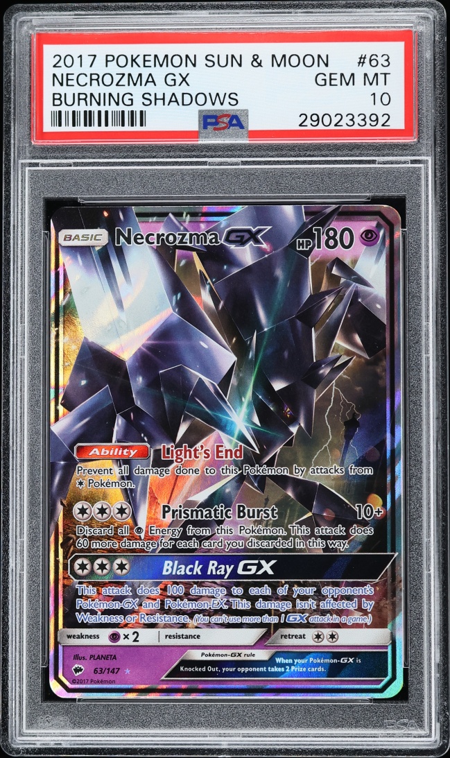 2017 Pokemon Sun & Moon Burning Shadows Necrozma GX #63 PSA 10 GEM MINT