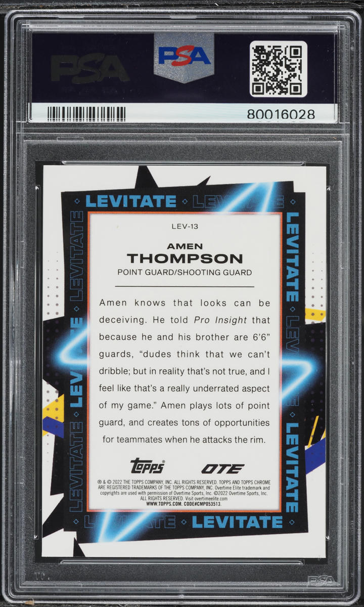 2021 Topps Chrome Overtime Elite Levitate Amen Thompson ROOKIE #LEV-13 PSA 10