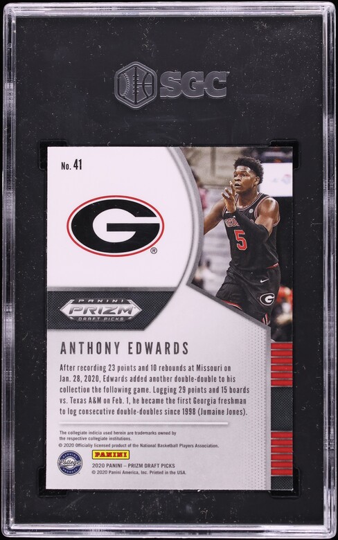 2020 Panini Prizm Draft Picks Anthony Edwards ROOKIE #41 SGC 9 MINT