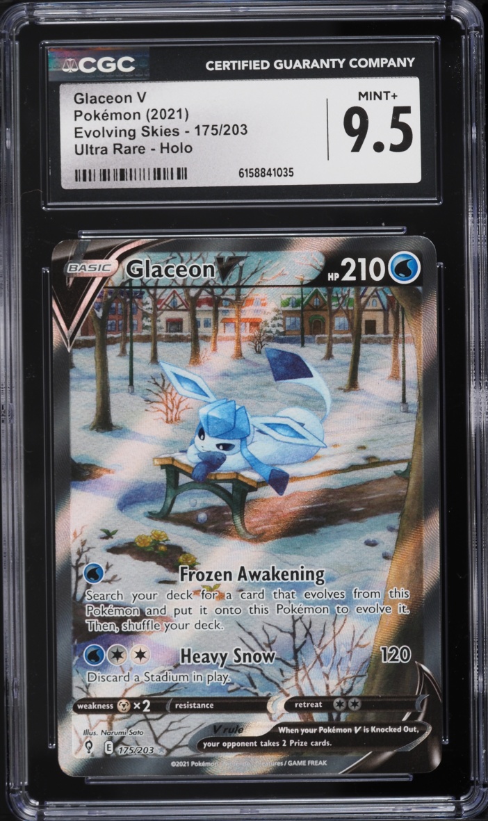 2021 Pokemon Sword & Shield Evolving Skies Alt Art Glaceon V #175 CGC 9.5 MINT+