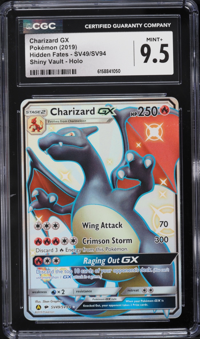 2019 Pokemon Sun & Moon Hidden Fates Shiny Full Art Charizard GX #SV49 CGC 9.5 MINT+