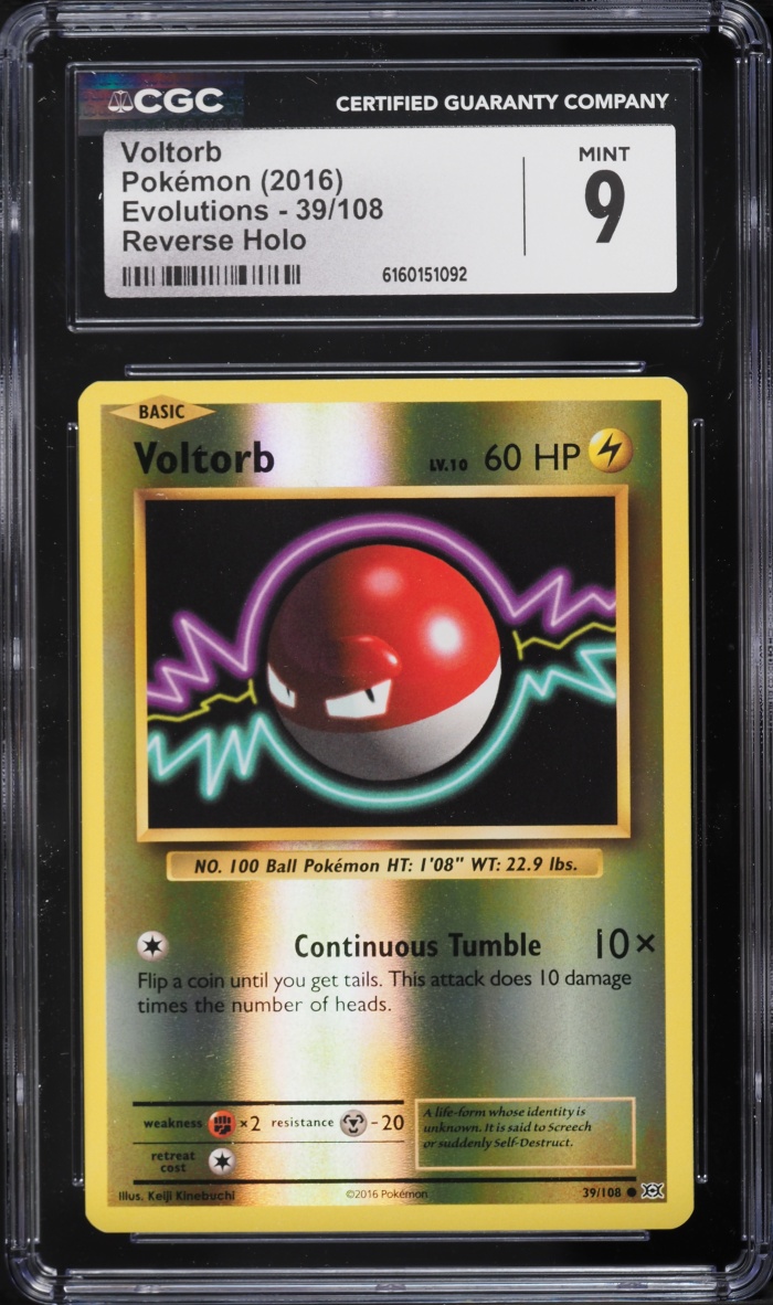 2016 Pokemon XY Evolutions Reverse Holo Voltorb #39 CGC 9 MINT